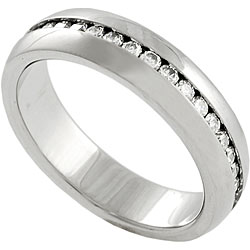 Stainless Steel Channel-set Cubic Zirconia Ring