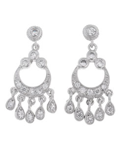 Sterling Silver Pear Dangle Earrings with CZ Stones