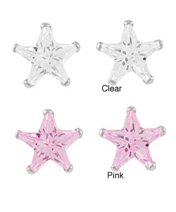 Sterling Silver 7mm Star Cut CZ Earrings