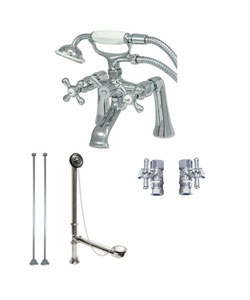 Vintage Chrome Deck Mount Clawfoot Faucet Package