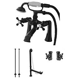 Vintage Oil-rubbed Bronze Deck Mount Clawfoot Faucet Package