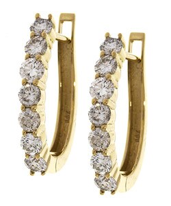 14k Yellow Gold 2ct TDW Diamond Hoop Earrings ( J, I1 )