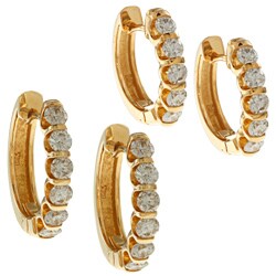 14k Yellow Gold 1 1/2ct TDW Diamond Hoop Earrings ( I-J, I1 )