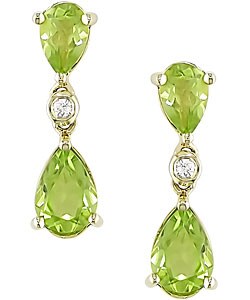 10k Yellow Gold Pear Shaped Peridot Earrings