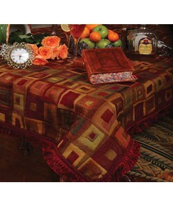Rich Autumn Colored Squares Tablecloth