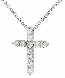 Sterling Silver CZ Lined Cross Pendant Necklace