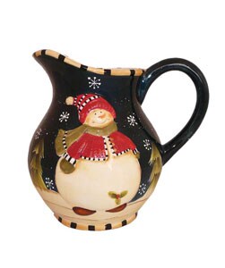Snowman Delight Hand-painted Water Pitcher