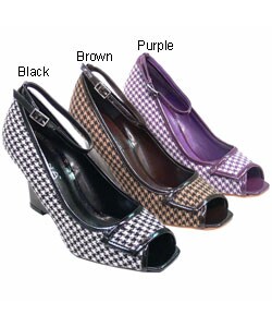 Liliana by Adi Women's Houndstooth Peep Toe Wedges