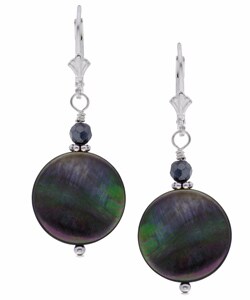 Charming Life Sterling Silver Black Mother of Pearl Earrings