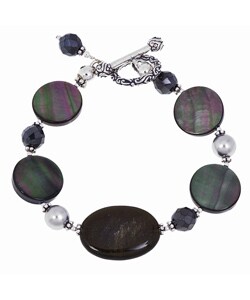 Charming Life Black Hypersthene and Bali Bead Bracelet