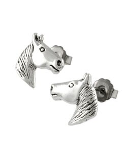 Sterling Silver Horse Head Stud Earrings