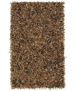 Brown Leather Shag Area Rug (4' x 6')