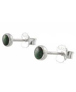 Sterling Silver Marbled Green Stud Earrings