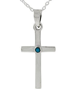 Sterling Silver Turquoise Accent Cross Necklace
