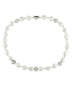 New York Pearls FW Pearl Necklace with Silver Discs (11-12mm)