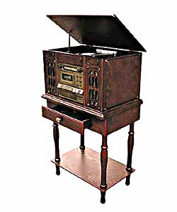 Nostalgic Turntable 5-CD Cassette/Radio with Stand