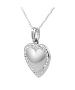 Stainless Steel CZ Polished Heart Necklace
