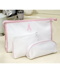 Breast Cancer 3-piece Terry Cloth Cosmetic Bags