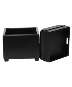 Black Square Storage Tray Ottoman
