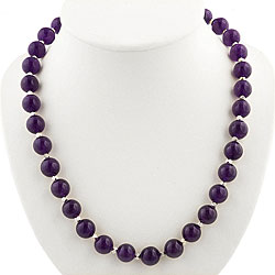 Handmade Silver Beaded Amethyst Necklace