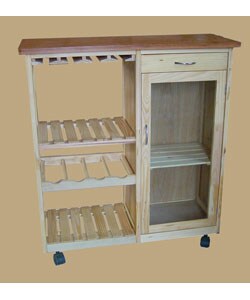 Bamboo and Pine Trolley Cabinet with Door