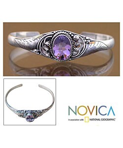 'Sibak Tatah Leaves' Amethyst Bracelet (Indonesia)