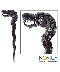 'Dragon Head III'  Wood Walking Stick (Indonesia)