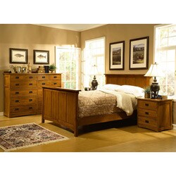 Mission Solid Oak 4-piece King Bedroom Set w/ 12 Drawer Chest