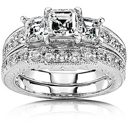 14k White Gold 1 7/8ct TDW Asscher Diamond Bridal Ring Set (HI, SI1)