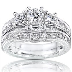 14k White Gold 1ct Round Brilliant Diamond Bridal Set (H-I, I1-I2)
