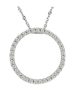 14k White Gold 1/8 TDW Diamond Circle of Life Necklace