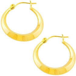 14k Yellow Gold Angular Round Hoop Earrings