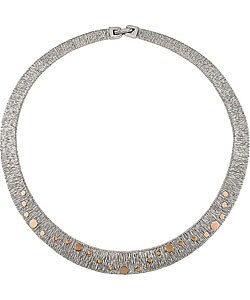 14k White Gold and Pink Gold Flat Necklace