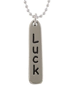 Charming Life Sterling Silver 'Luck' Word Charm Necklace