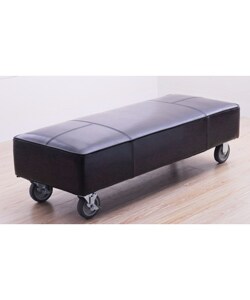 Leather Castor Bench Black