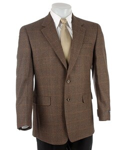 Izod Men's Brown Plaid 2-button Wool-blend Sportscoat
