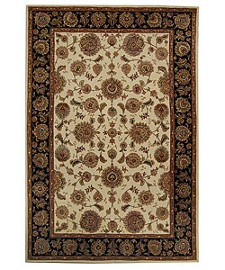 Handmade Legends Ivory/ Black Wool and Silk Rug (4' x 6')