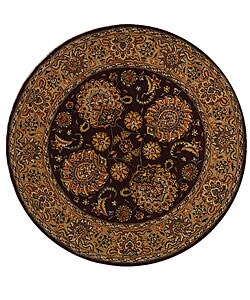 Handmade Persian Court Jewel Red Wool and Silk Rug (4' Round)