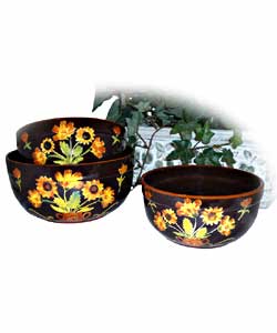 Hanpainted English Sunflower 3-piece Serving Bowl