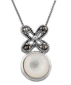 Silver Marcasite Mother of Pearl Necklace