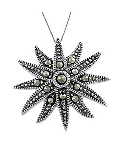 Sterling Silver Marcasite Sunflower Necklace