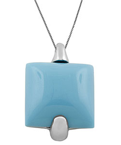 Sterling Silver Turquoise Square Slide Necklace