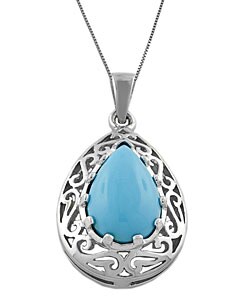 Sterling Silver Turquoise Teardrop Necklace
