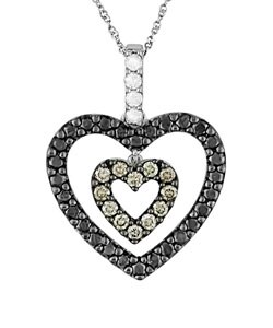 14k White Gold 1ct TDW Black Diamond Heart Necklace