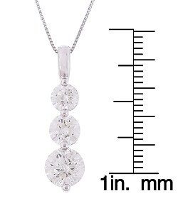 14k White Gold 2ct TDW Diamond 3-stone Necklace