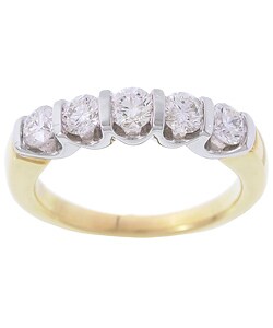 14k Two-tone Gold 1.00ct Diamond 5-stone Ring (G, I1)