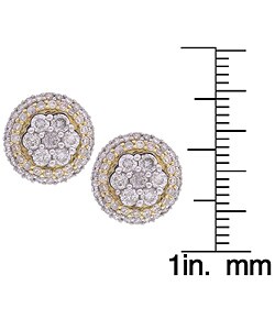 14k Two-tone Gold 1ct TDW Cluster Earrings (G-H, I2)