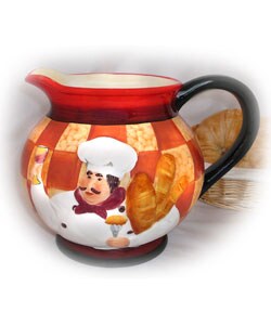 French Chef Handpainted Large Water Pitcher