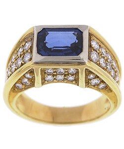 18k Gold Sapphire and 1 3/4ct TDW Diamond Ring