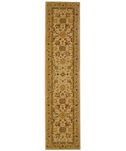 Handmade Heirloom Ivory/ Gold Wool Runner (2'3 x 12')